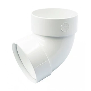 Відвід двомуфтовий Ренвей RainWay 90 білий 67* ф75мм коліно