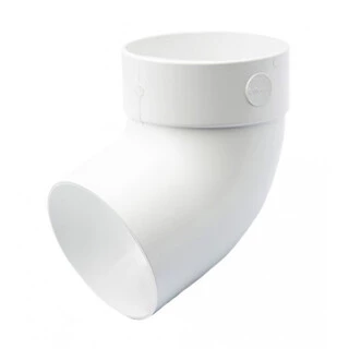 Відвід одно муфтовий Ренвей RainWay 90 білий 67* ф75мм коліно